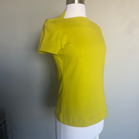 Kate Spade Saturday Slip Neck Lime Green Yellow Cotton Casual Tee T-shirt Top - Picture 2 of 12